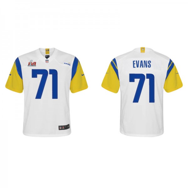 Youth Los Angeles Rams Bobby Evans White Gold Super Bowl LVI Alternate Game Jersey