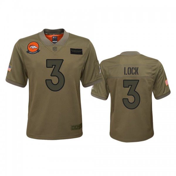 Youth Denver Broncos Drew Lock Camo 2019 Salute to Service Game Jersey
