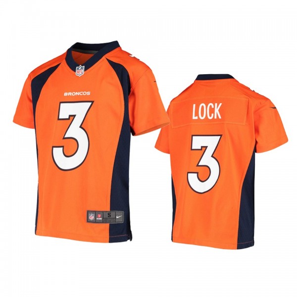 Youth Broncos Drew Lock Orange Game Jersey