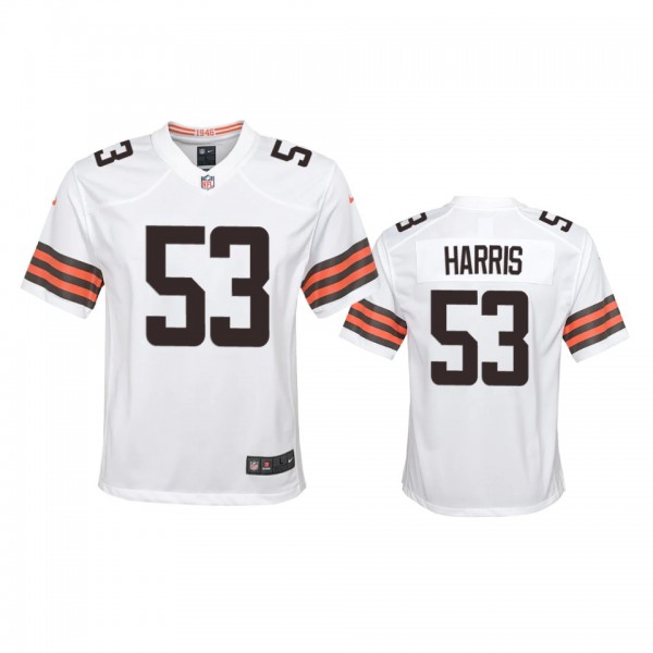 Youth Browns Nick Harris White Game 2020 Jersey