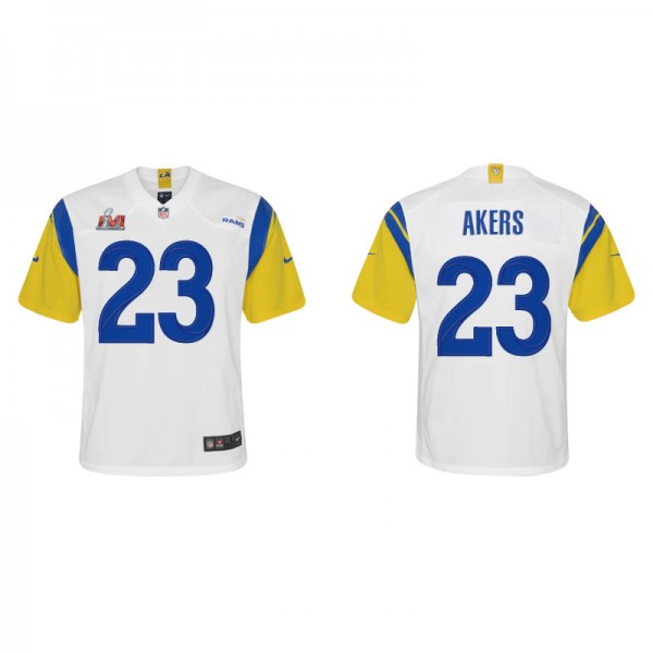 Youth Los Angeles Rams Cam Akers White Gold Super Bowl LVI Alternate Game Jersey