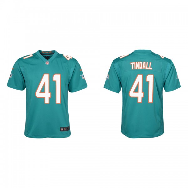 Youth Miami Dolphins Channing Tindall Aqua Game Je...