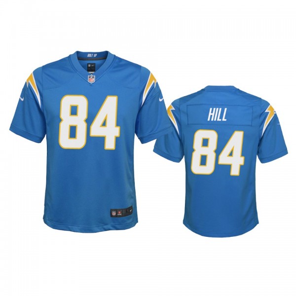 Youth Chargers K.J. Hill Powder Blue Game 2020 Jersey
