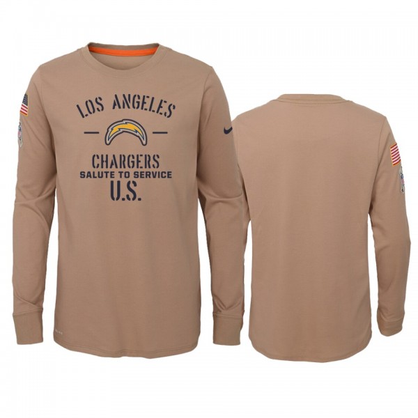 Youth Los Angeles Chargers Khaki 2019 Salute to Service Performance T-Shirt