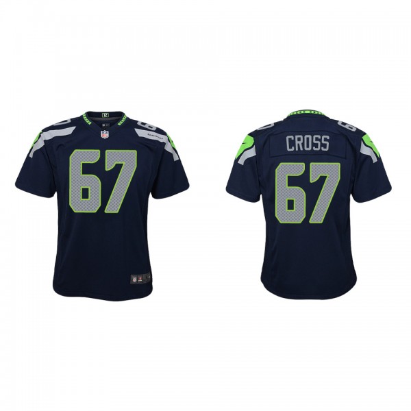 Youth Seattle Seahawks Charles Cross College Navy 2022 NFL Draft Game Jersey