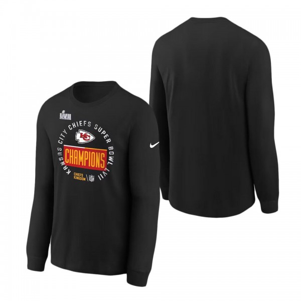 Youth Kansas City Chiefs Black Super Bowl LVII Champions Locker Room Trophy Collection Long Sleeve T-Shirt