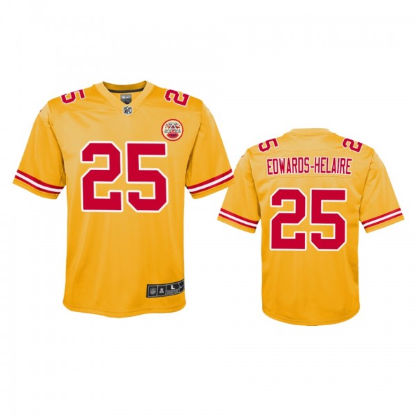 Youth Chiefs Clyde Edwards-Helaire Gold Inverted Game Jersey
