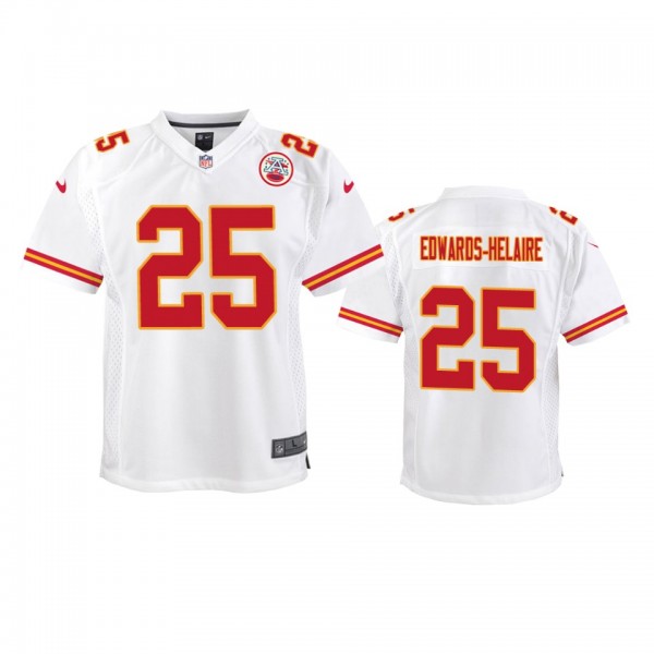 Youth Chiefs Clyde Edwards-Helaire White Game Jersey
