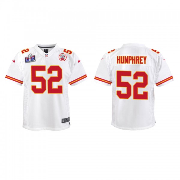 Youth Creed Humphrey Kansas City Chiefs White Super Bowl LVIII Game Jersey