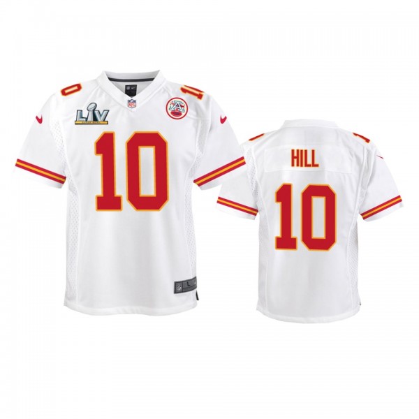 Youth Chiefs Tyreek Hill White Super Bowl LV Game Jersey