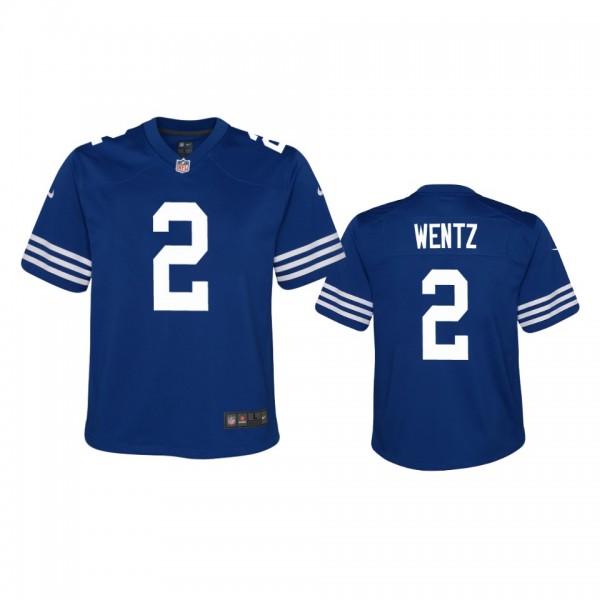 Youth Colts Carson Wentz Royal Alternate Game Jers...