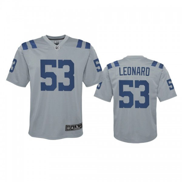 Youth Colts Darius Leonard Gray Inverted Game Jers...