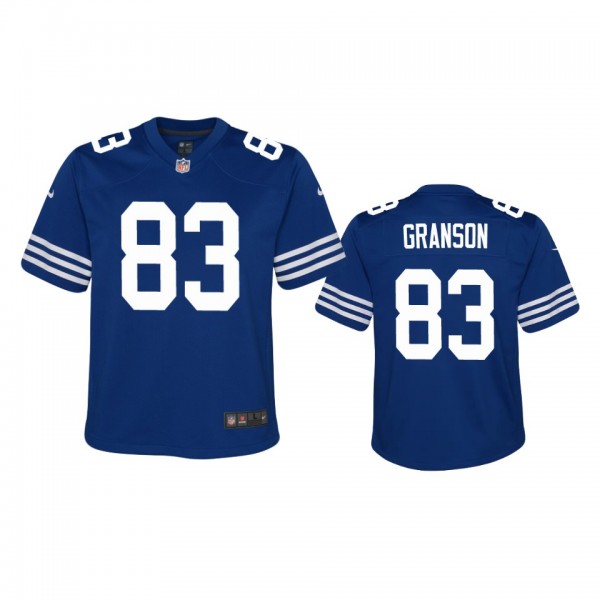Youth Colts Kylen Granson Royal Alternate Game Jer...