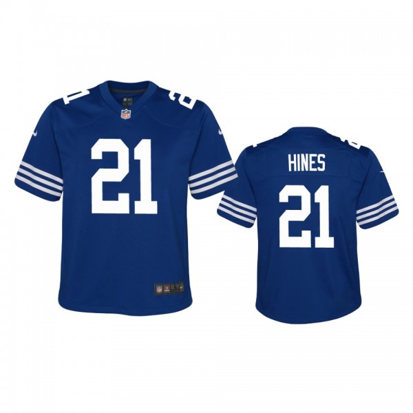 Youth Colts Nyheim Hines Royal Alternate Game Jers...