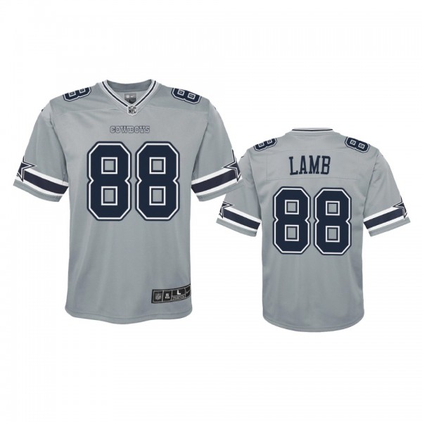Youth Cowboys CeeDee Lamb Silver Inverted Game Jer...