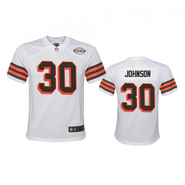 Youth Cleveland Browns D'Ernest Johnson White 1946 Collection Alternate Game Jersey