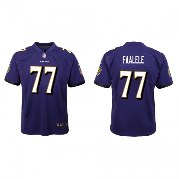 Youth Baltimore Ravens Daniel Faalele Purple Game ...