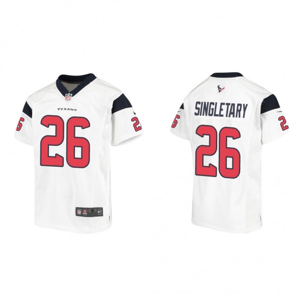 Youth Devin Singletary Houston Texans White Game Jersey