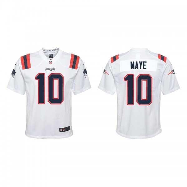Youth Drake Maye New England Patriots White Game J...
