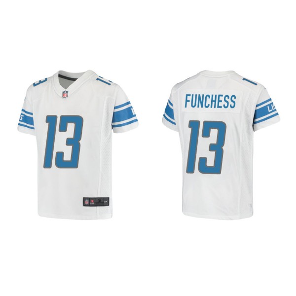 Youth Funchess Lions White Game Jersey