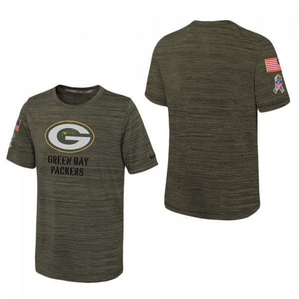 Youth Green Bay Packers Olive 2022 Salute To Service Velocity T-Shirt