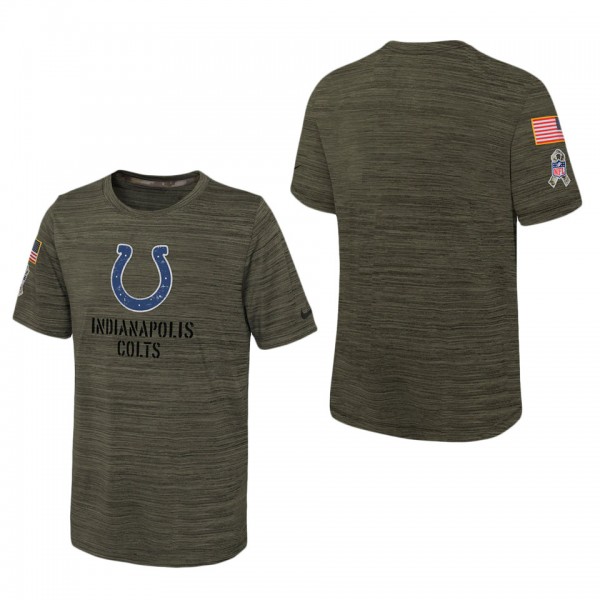 Youth Indianapolis Colts Olive 2022 Salute To Service Velocity T-Shirt