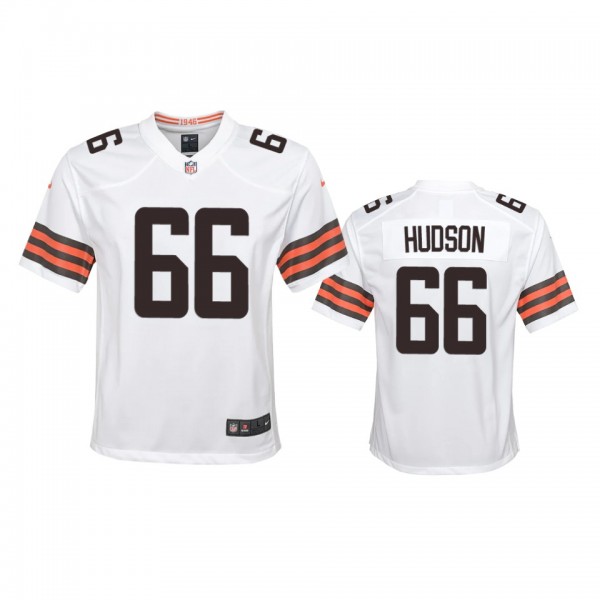 Youth Browns James Hudson White Game Jersey