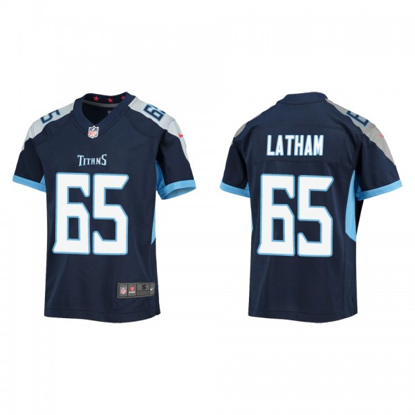 Youth JC Latham Tennessee Titans Navy Game Jersey