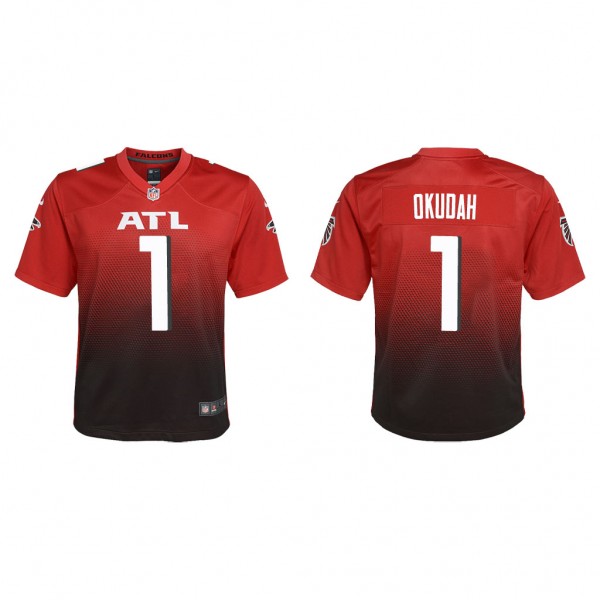 Youth Atlanta Falcons Jeff Okudah Red Alternate Ga...