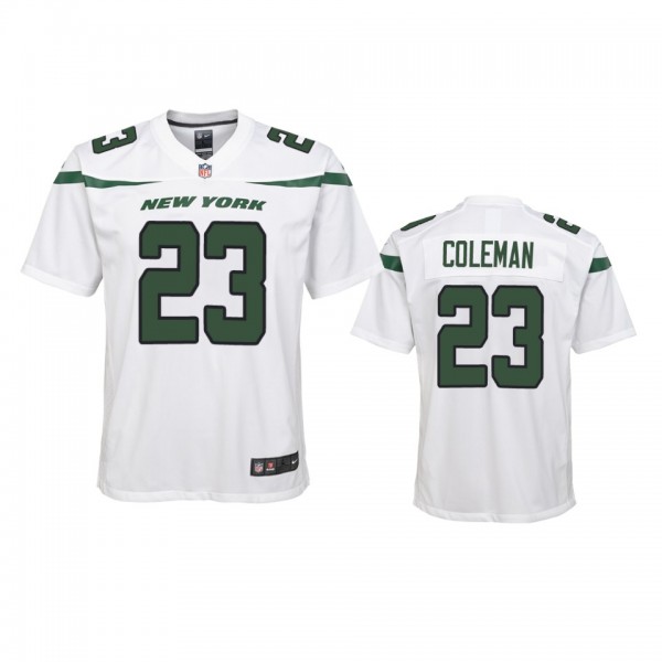 Youth Jets Tevin Coleman White Game Jersey