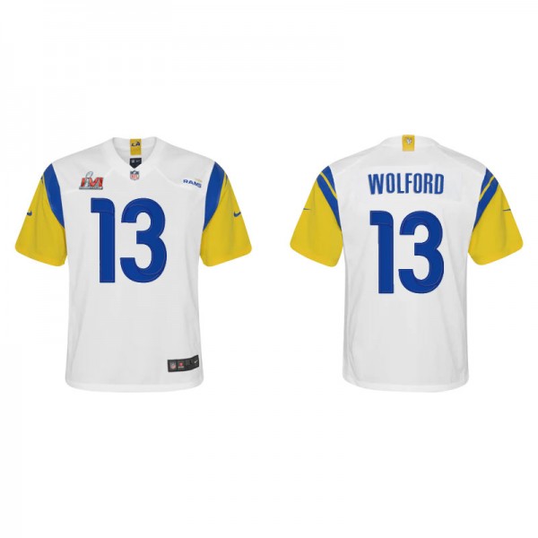 Youth Los Angeles Rams John Wolford White Gold Sup...