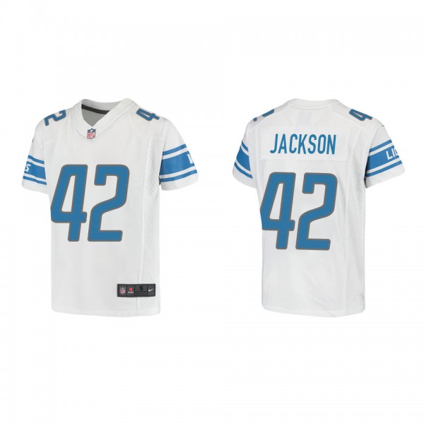Youth Detroit Lions Justin Jackson White Game Jers...