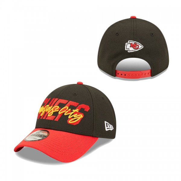 Youth Kansas City Chiefs New Era Black Red 2022 NFL Draft 9FORTY Snapback Adjustable Hat