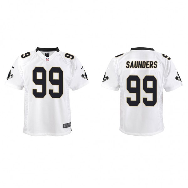 Youth Khalen Saunders New Orleans Saints White Game Jersey
