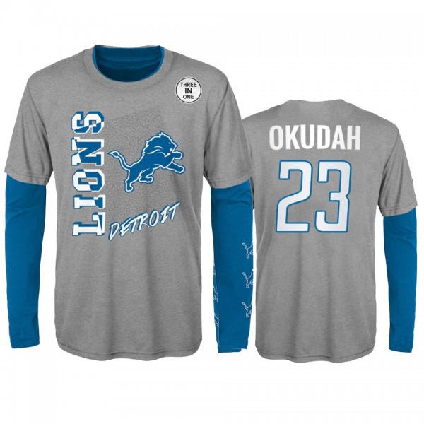 Detroit Lions Jeff Okudah Silver Blue For the Love...