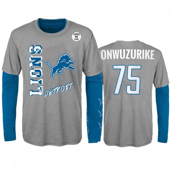 Detroit Lions Levi Onwuzurike Silver Blue For the Love of the Game Combo Set T-Shirt - Youth