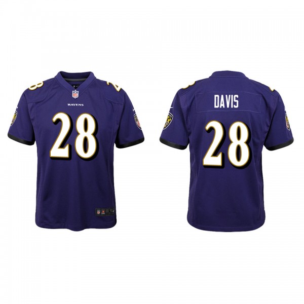Youth Baltimore Ravens Mike Davis Purple Game Jers...