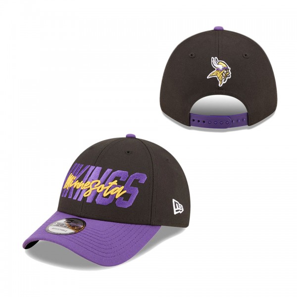 Youth Minnesota Vikings New Era Black Purple 2022 NFL Draft 9FORTY Snapback Adjustable Hat