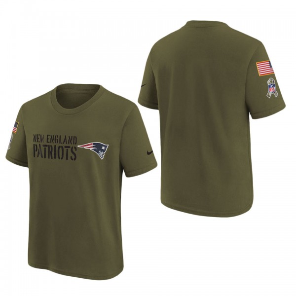 Youth New England Patriots Olive 2022 Salute To Service Legend T-Shirt