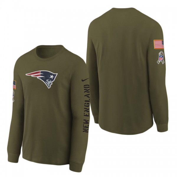 Youth New England Patriots Olive 2022 Salute To Se...