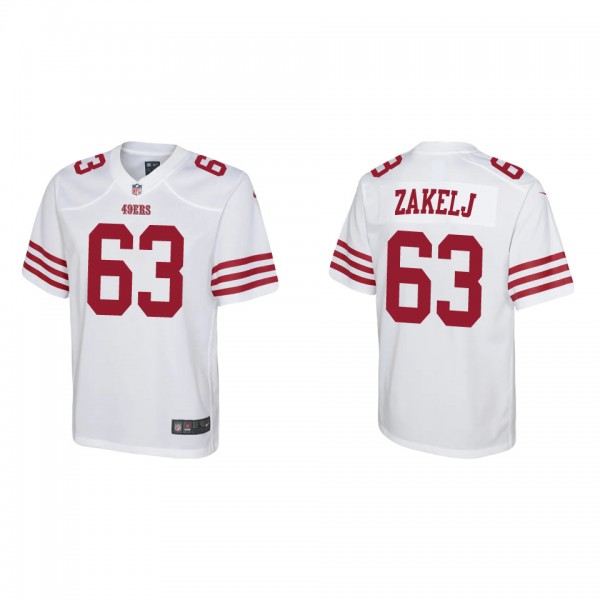 Youth San Francisco 49ers Nick Zakelj White 2022 NFL Draft Game Jersey