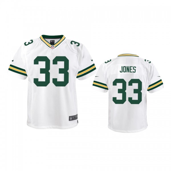 Youth Packers Aaron Jones White Game Jersey
