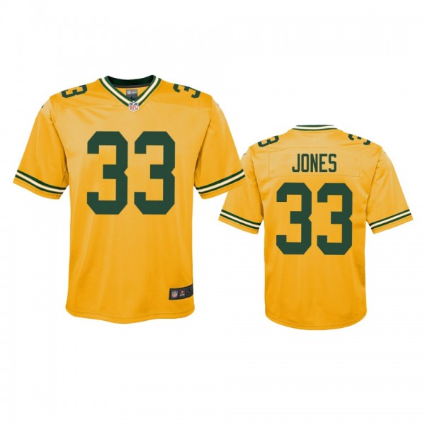 Youth Green Bay Packers Aaron Jones Gold Inverted ...