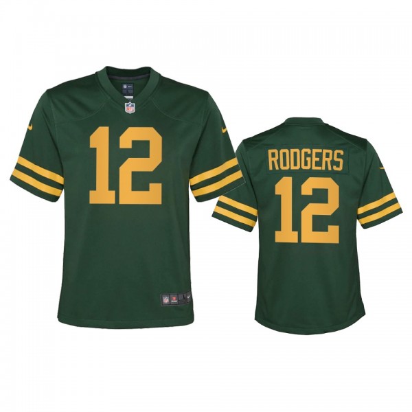Youth Packers Aaron Rodgers Green Alternate Game J...
