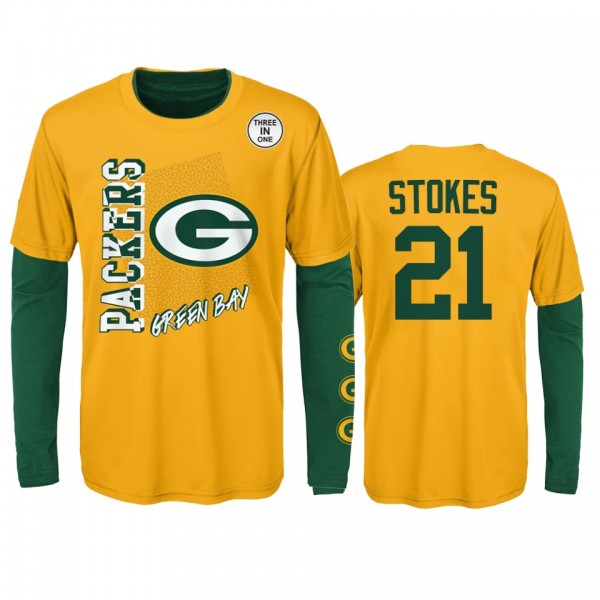 Green Bay Packers Eric Stokes Gold Green For the Love of the Game Combo Set T-Shirt - Youth