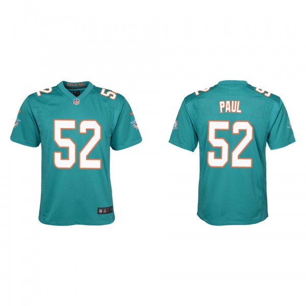 Youth Patrick Paul Miami Dolphins Aqua Game Jersey