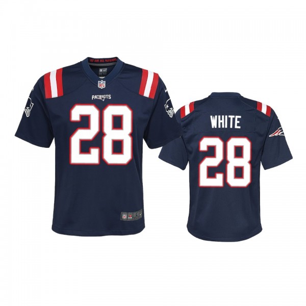 Youth New England Patriots James White Navy 2020 G...