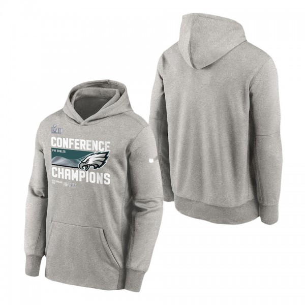 Youth Philadelphia Eagles Nike Gray 2022 NFC Champions Locker Room Trophy Collection Pullover Hoodie