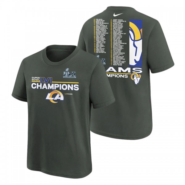Youth Los Angeles Rams Nike Anthracite Super Bowl LVI Champions Roster T-Shirt
