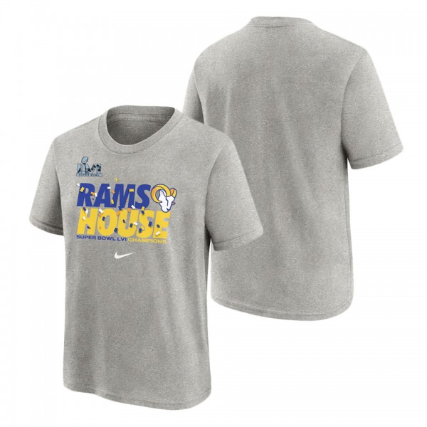 Youth Los Angeles Rams Nike Heathered Gray Super Bowl LVI Champions Confetti T-Shirt